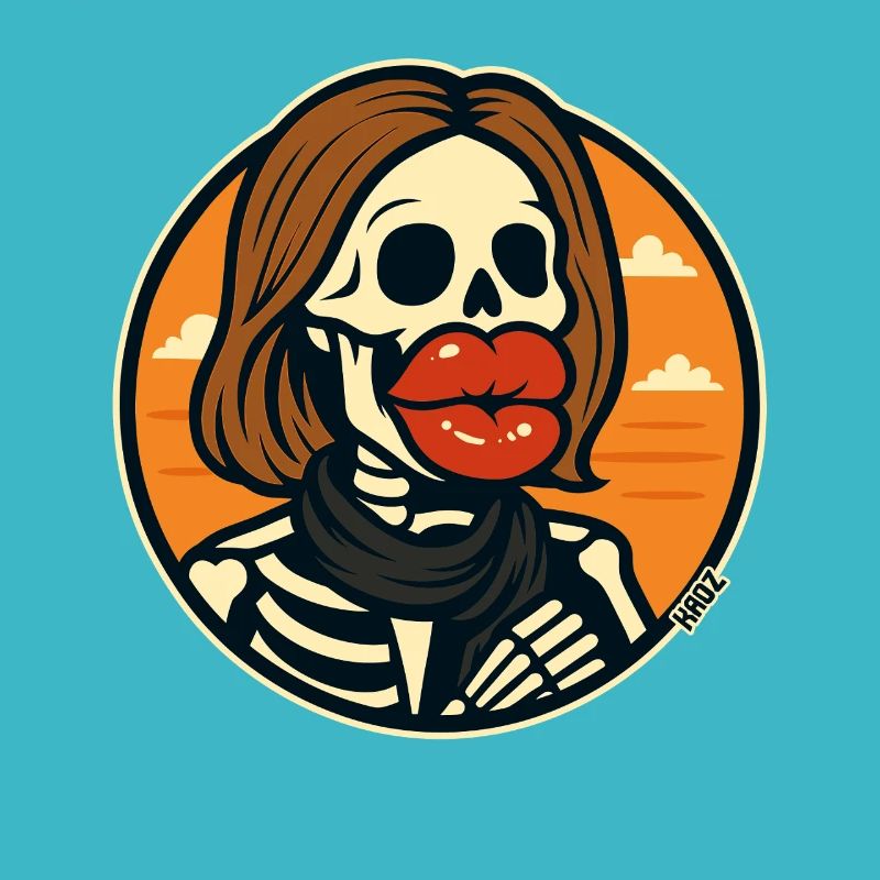 Skelett mit roten Lippen