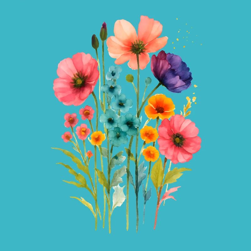 Aquarelle Fleurs Sauvages Boho