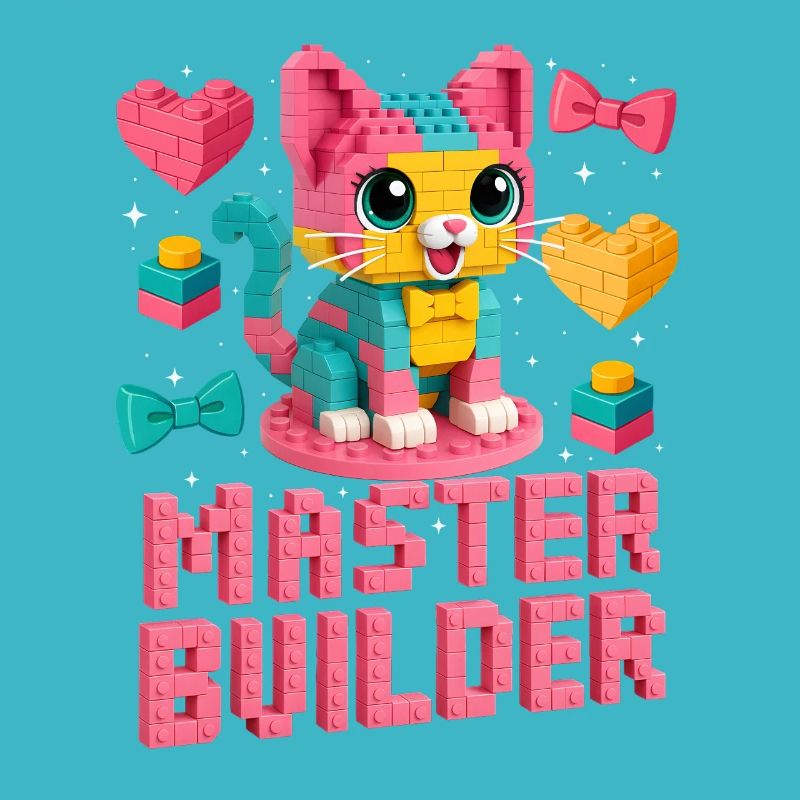 Maître constructeur créatif brique amoureux de la construction de blocs