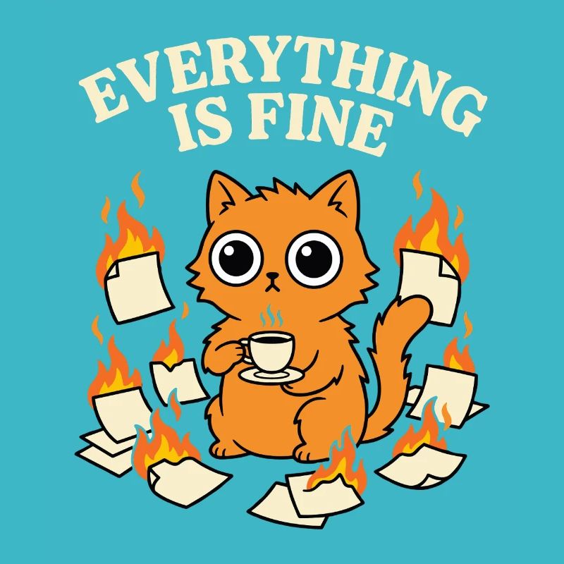 Everything Is Fine Coffee Cat Chaos Funny