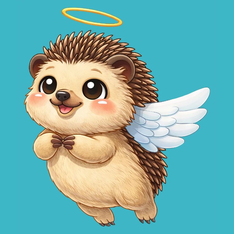 Ange de dessin animé hérisson mignon avec des ailes