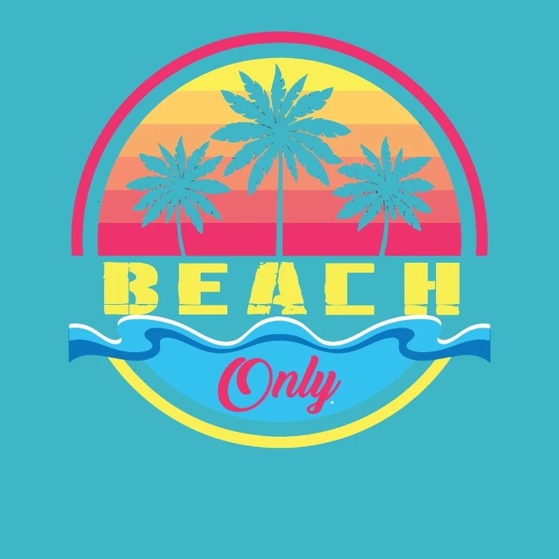 Beach Only Palm Trees Sunset Logo