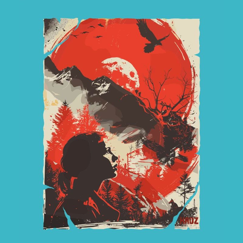 Red Moon Wilderness Silhouette