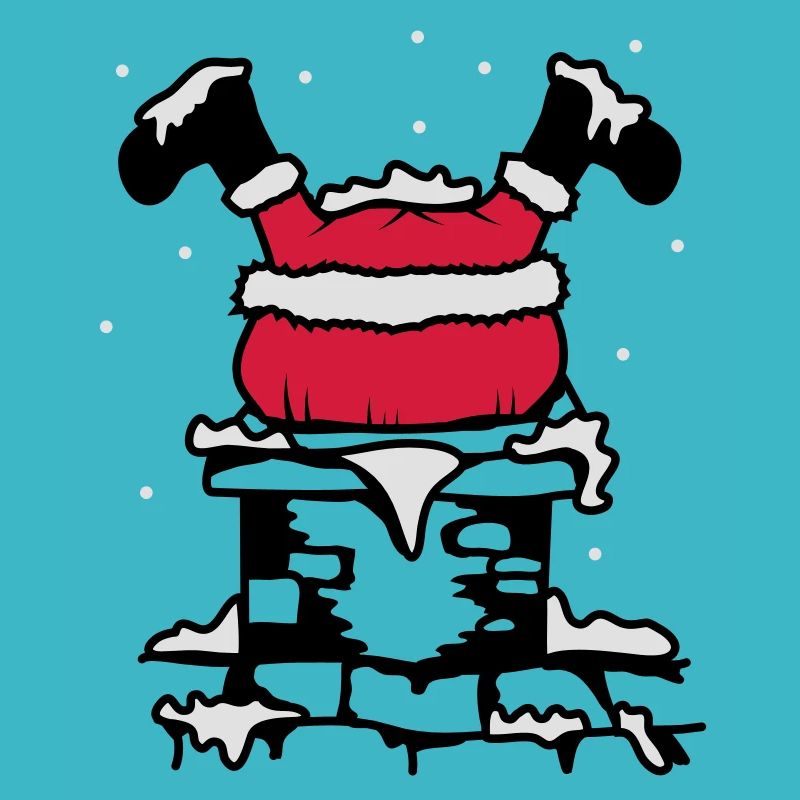 Le Père Noël coincé dans la cheminée