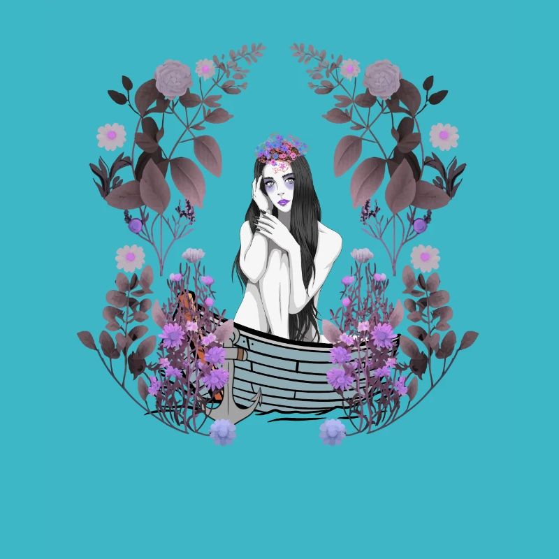 Mädchen Frau Boot Nostalgisch Blumen sinnlich