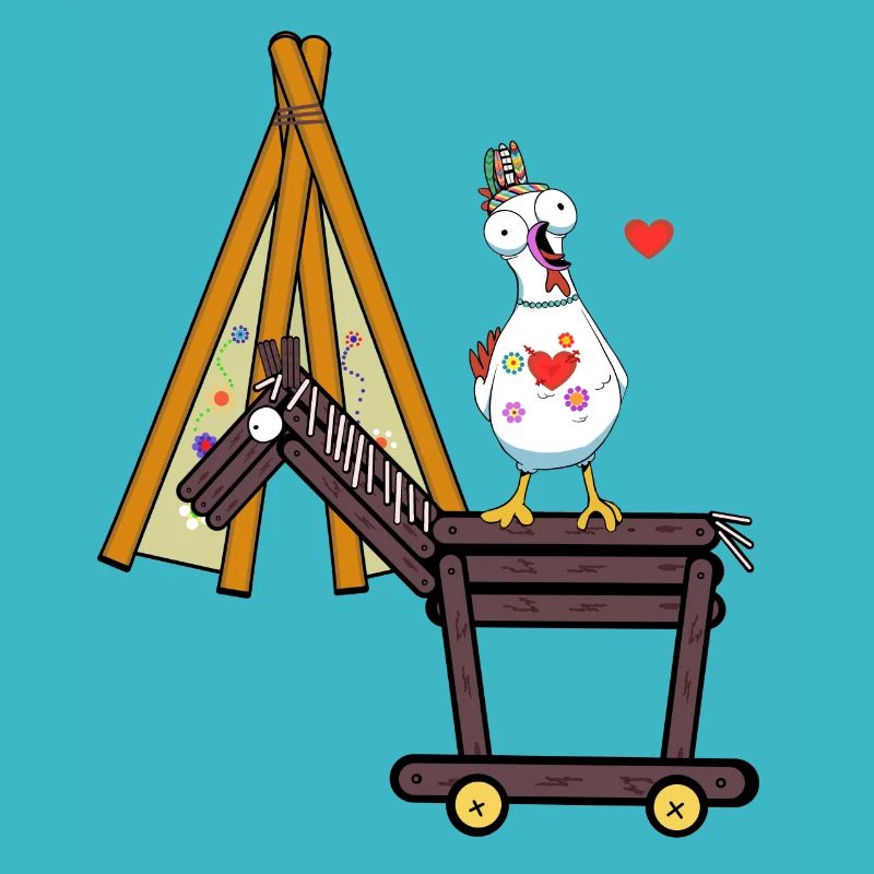 Tipi Hippie Poulet Cavalier Wild West Poulets