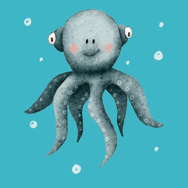 Calmar pieuvre, créatures marines mignonnes