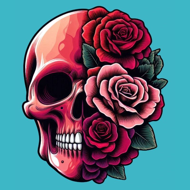 Crâne et bouquet