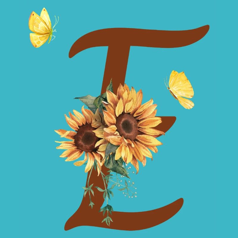 Lettre e tournesol papillon