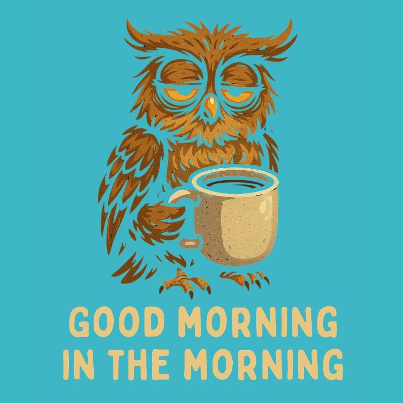 Schlafmütze Eule mit Kaffee