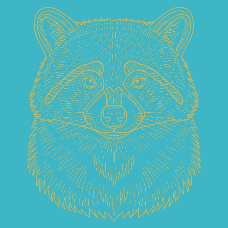 Minimalist raccoon head silhouette design
