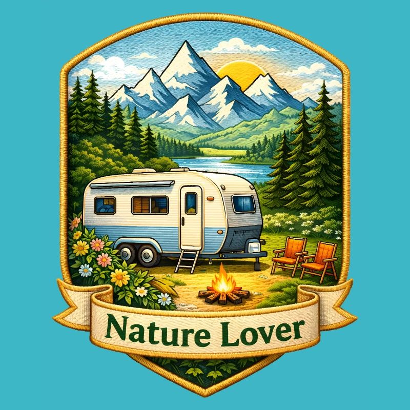 Camping in den Bergen Illustration