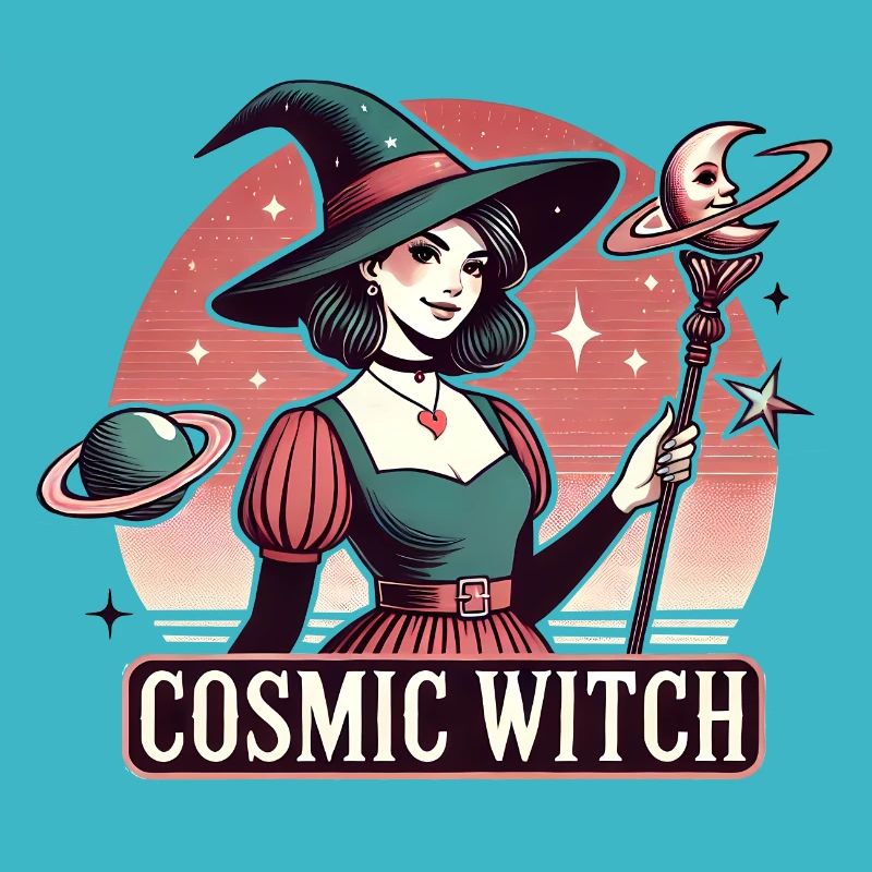Cosmic Witch Halloween Retro Design