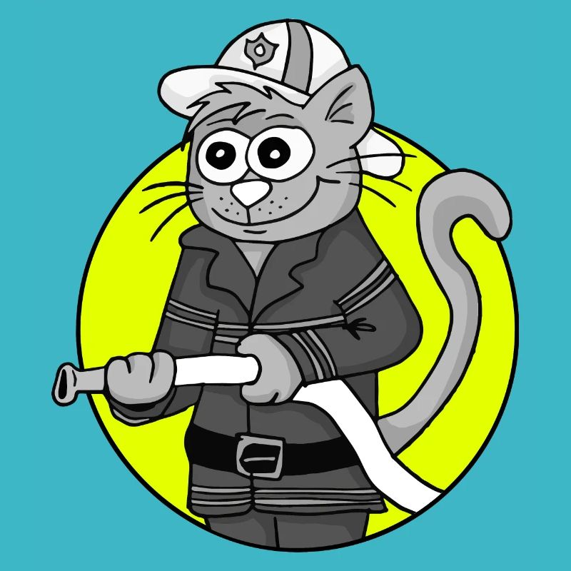 Retro Fire Brigade Cat