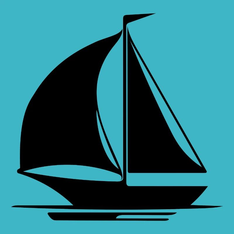 Voilier avec mât, voiles et pavillon