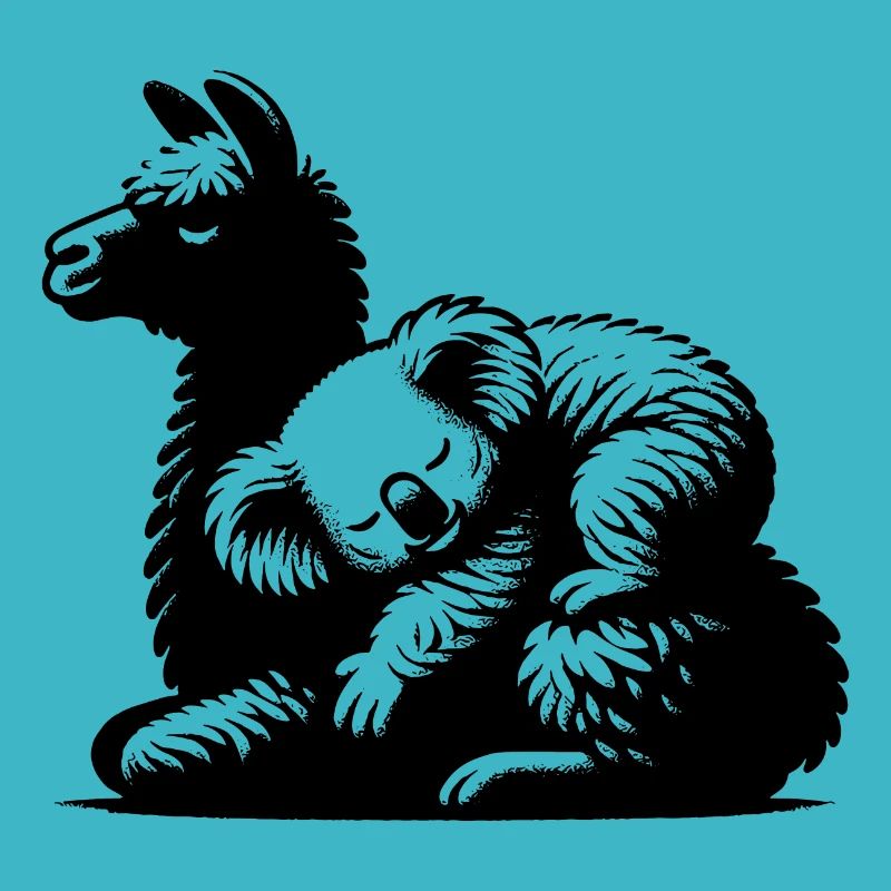 Koala mignon sur un lama endormi