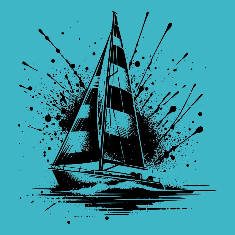 Segelboot mit Wellengang Splash Optik