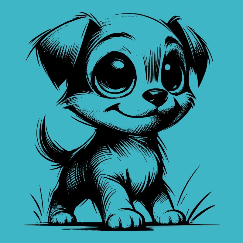 Mignon petit chien dessin avec de grands yeux