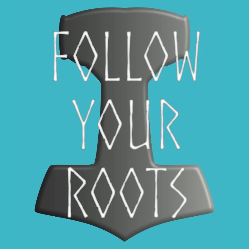 Mjölnir Donar Hammer Thor - Follow your Roots grau