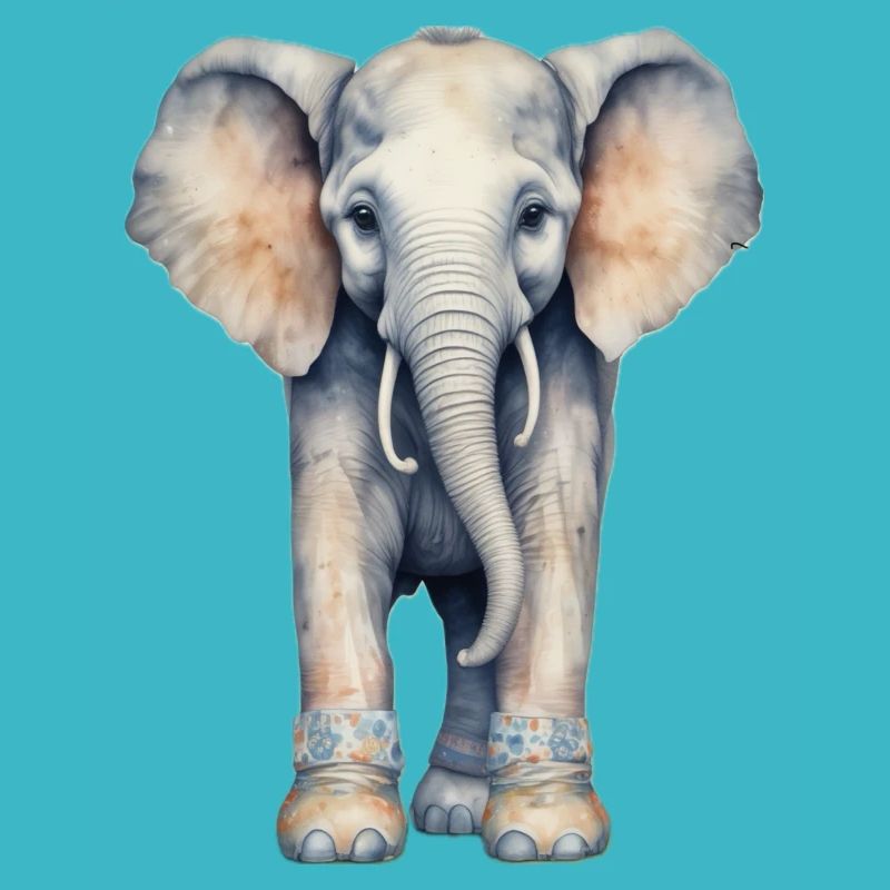 Éléphant avec des bottes colorées