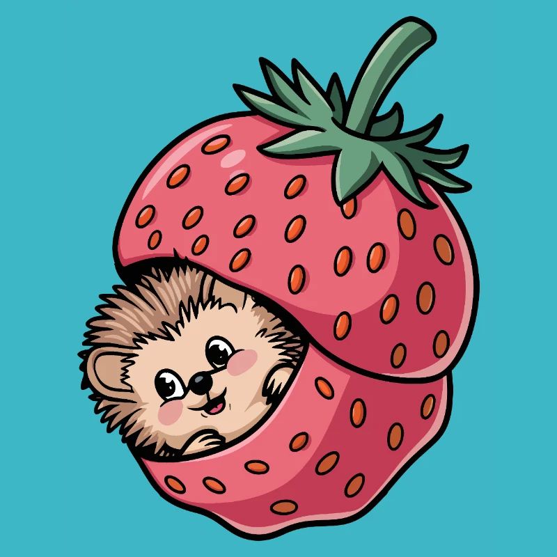 Niedlicher Igel in einer Erdbeere