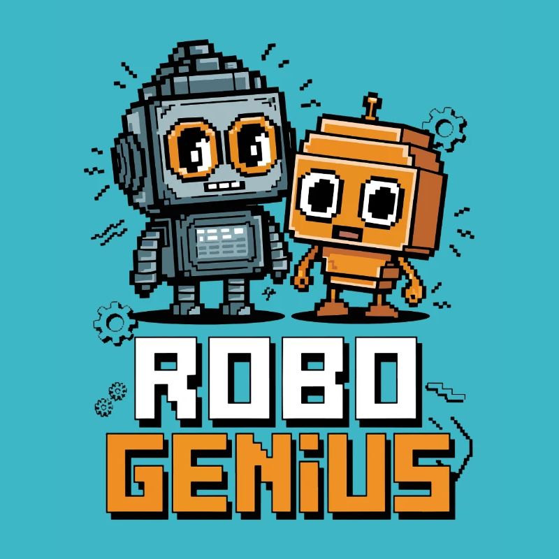 Retro Pixel Robo Genius Cute Robot Art