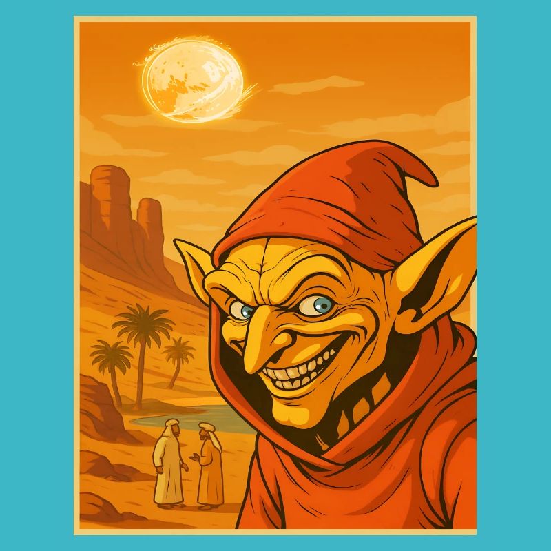 Leprechaun dans le désert au coucher du soleil