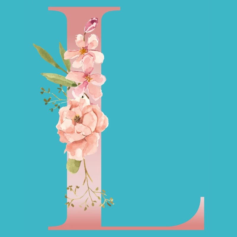 Pastel L floral monogram