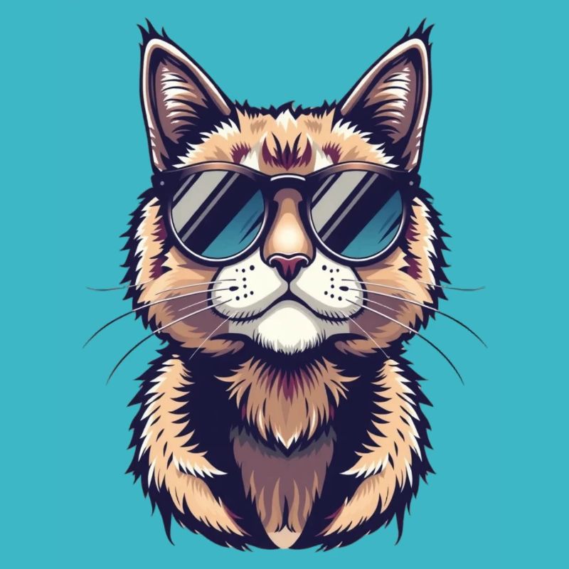 cool cat with sunglasses tiger cat