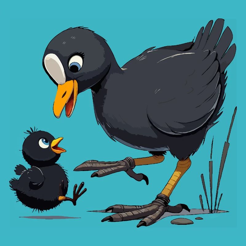 Coot with young
