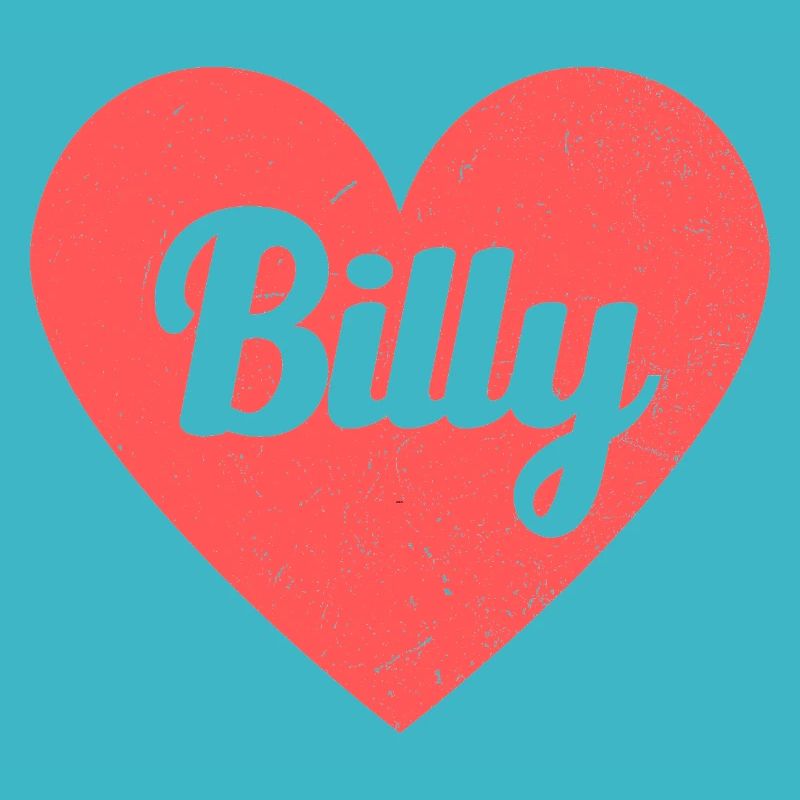 Billy Name Red Heart Love Fan Retro