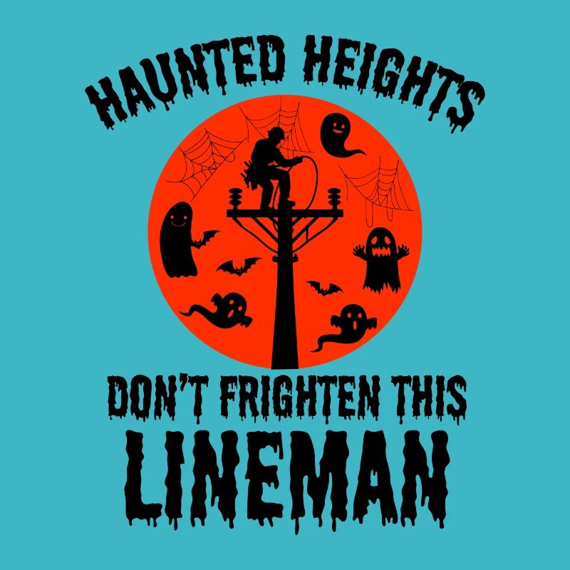Haunted Heights Lineman Halloween Spooky Design