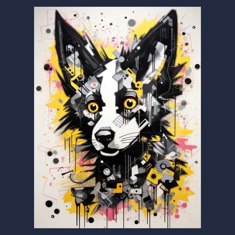 [] Breloque Border Collie en jaune