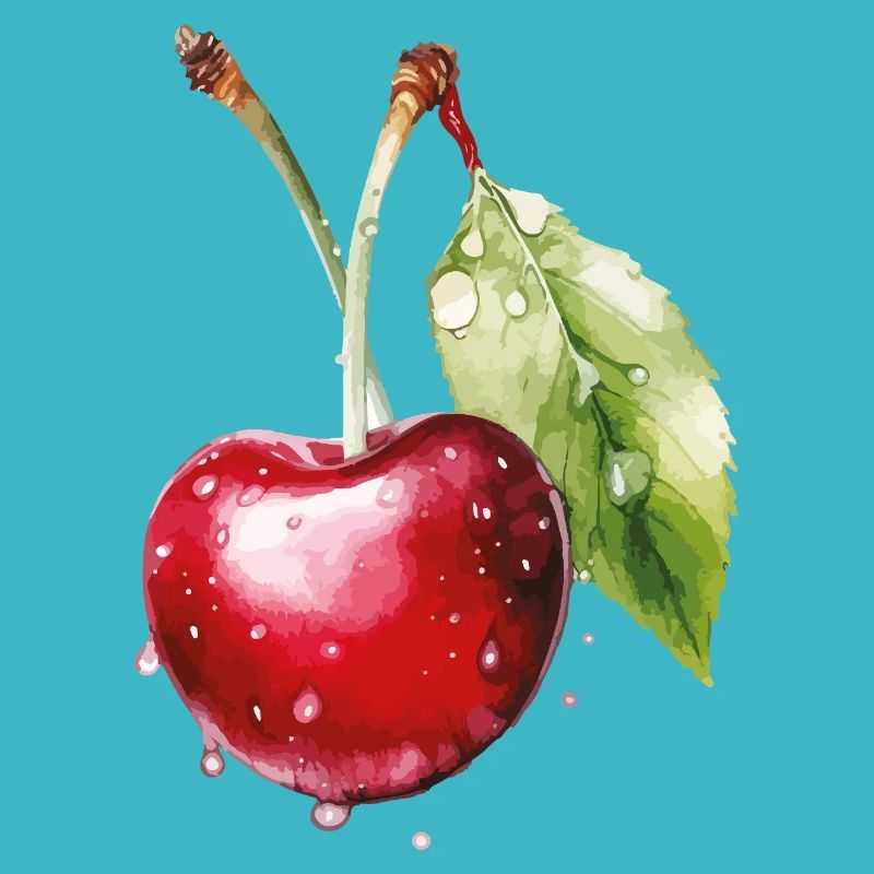 Fruity cherry with water droplets