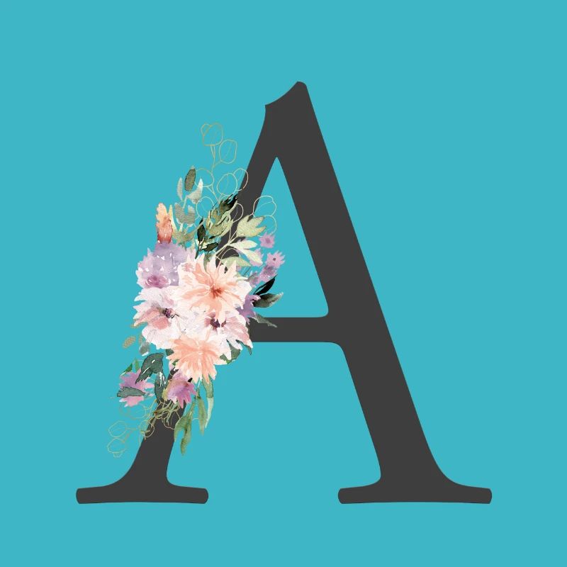 Letter A, Monogram, Colorful Flowers