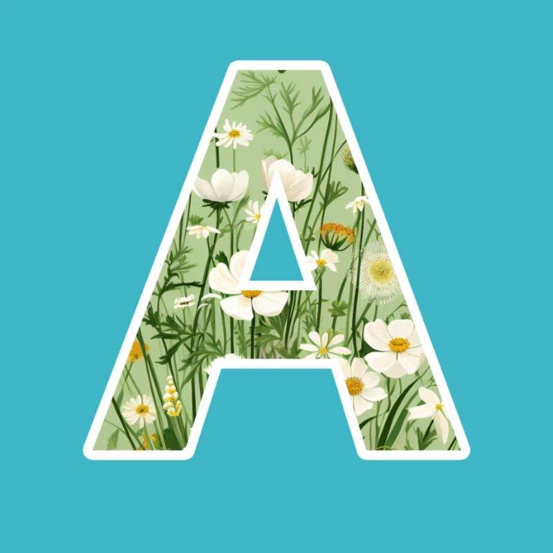 Buchstabe A, Monogramm, Blumenmuster