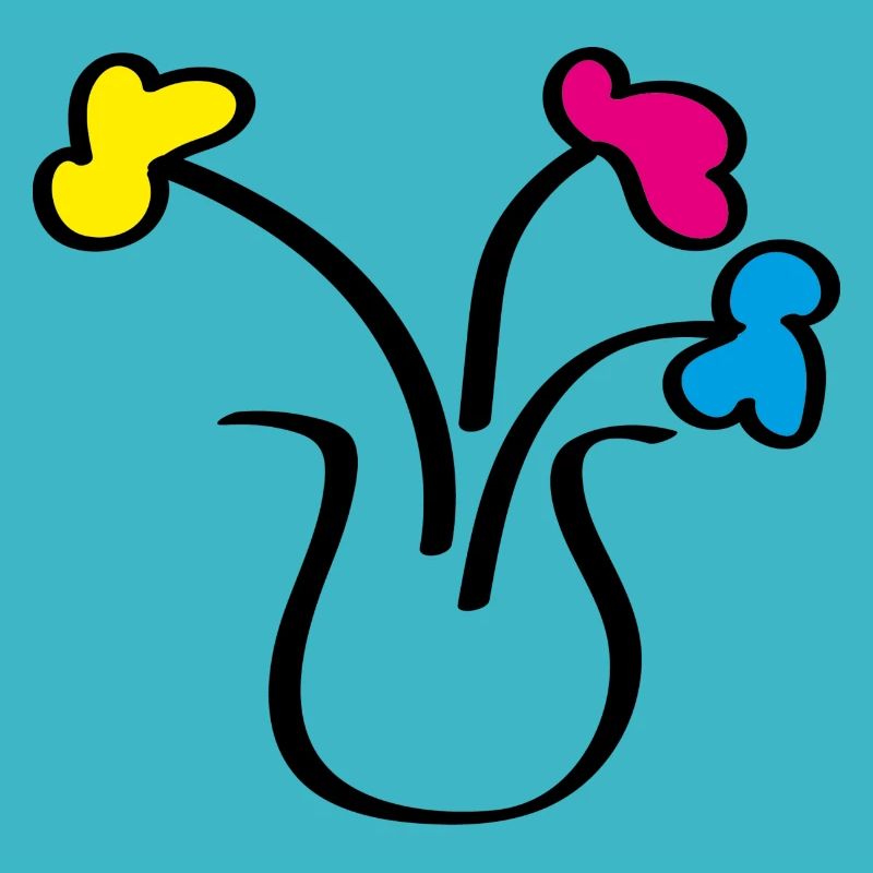 Dessin abstrait de fleurs dans un vase