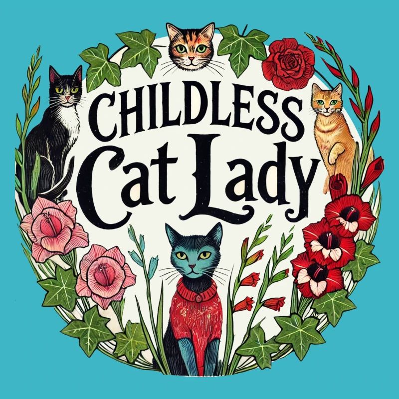 Chat sans enfant Dame Illustration drôle chat dame