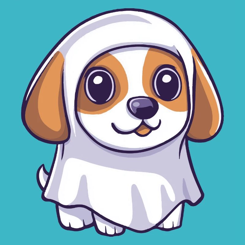 Beagle Dog Halloween Comic Ghost
