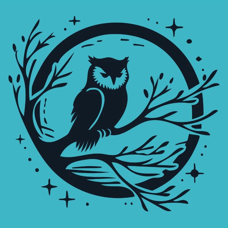 Owl on a tree silhouette