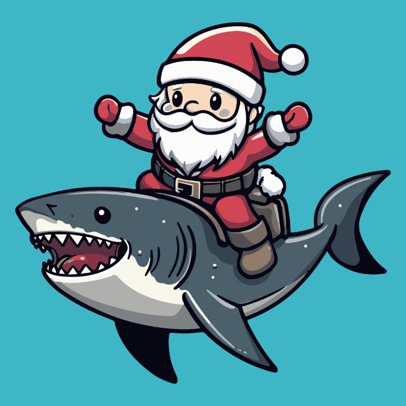 Requin Père Noël dessin animé