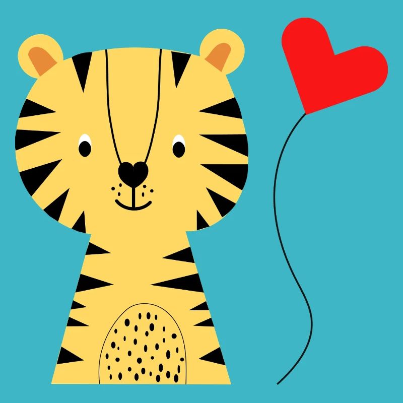 Tigre mignon avec ballon coeur - Mode bébé - Naissance