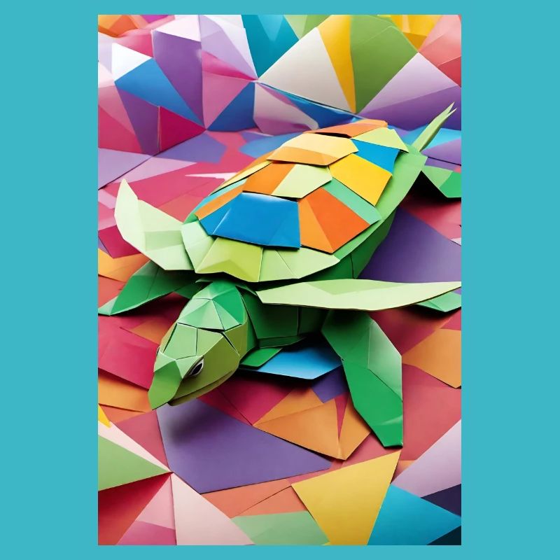 Regenbogen-Panzer - Origami-Schildkröte
