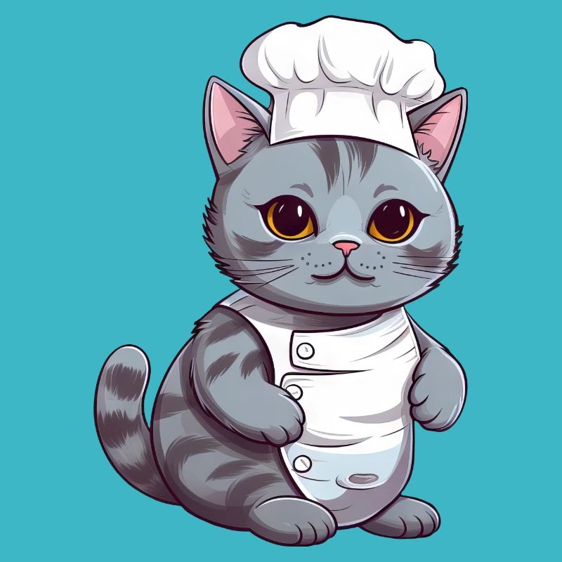 Cute Siamese Cat Chef Comic Design