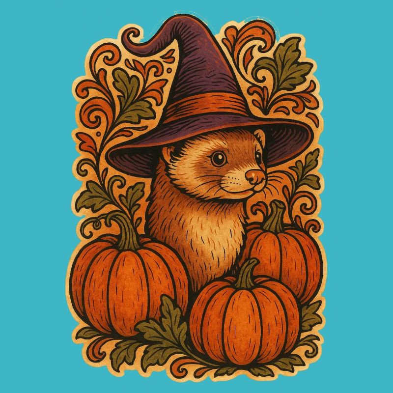 Kürbis Hexe Frettchen Herbst