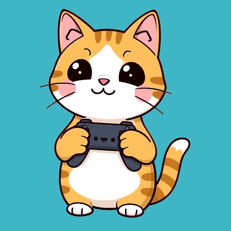 Gaming Cat with Controller