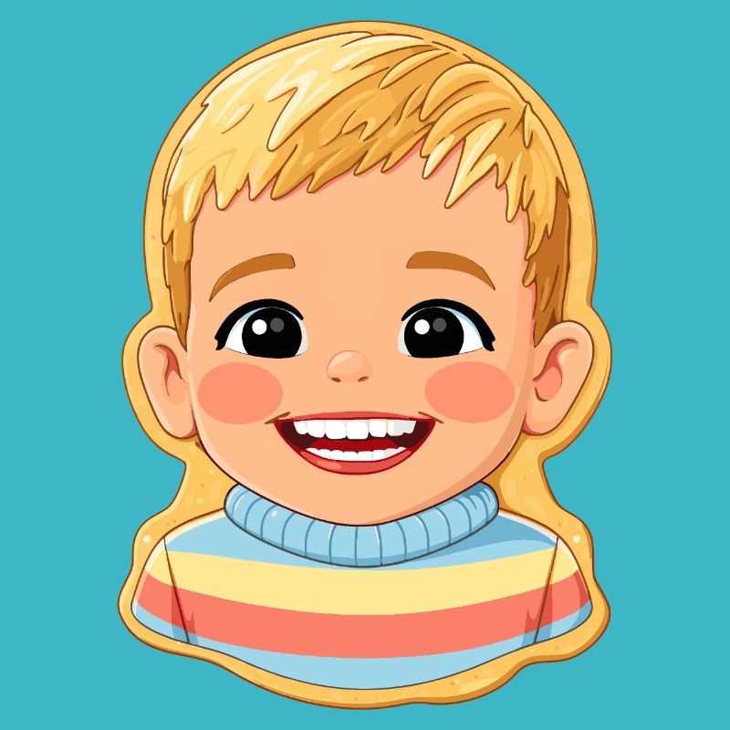 Motif biscuit : enfant joyeux avec un pull coloré