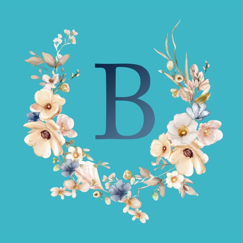B Monogram, Floral, Boho