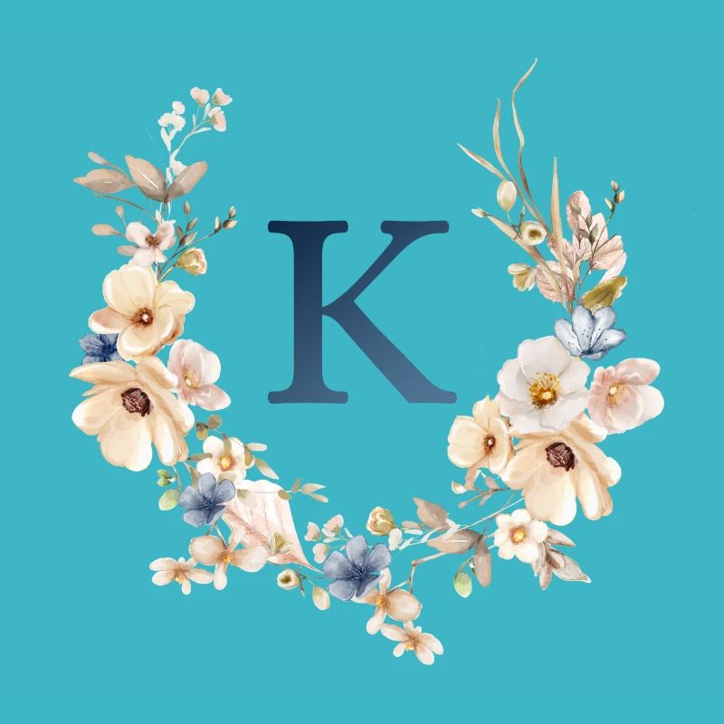 K monogramme, Floral, Boho