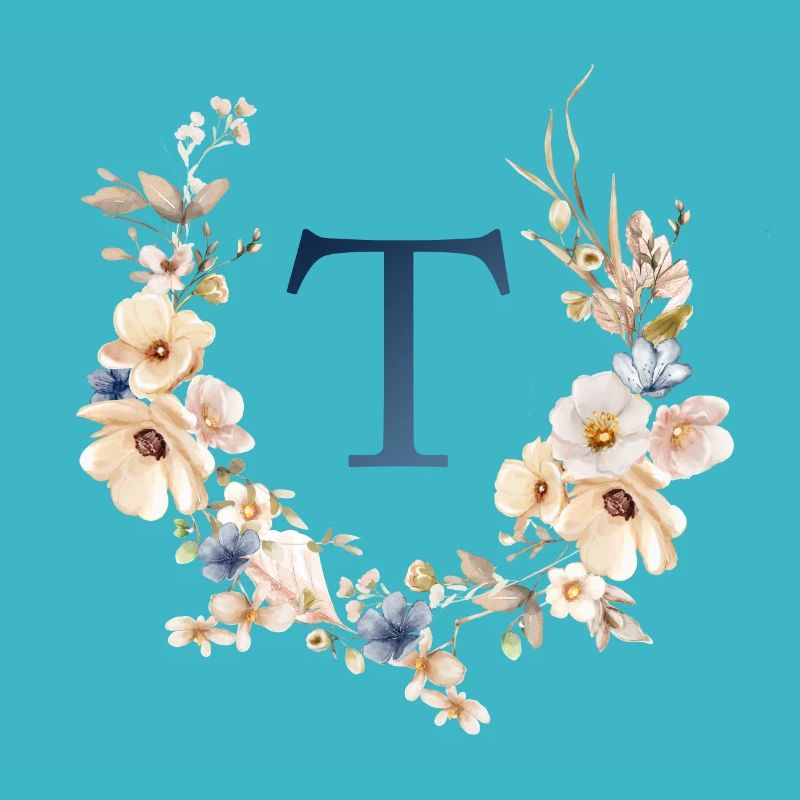 T Monogram, Floral, Boho